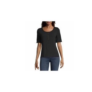 NWT A.n.a-Womens Round Neck Short Sleeve T-Shirt, Size Small, Black